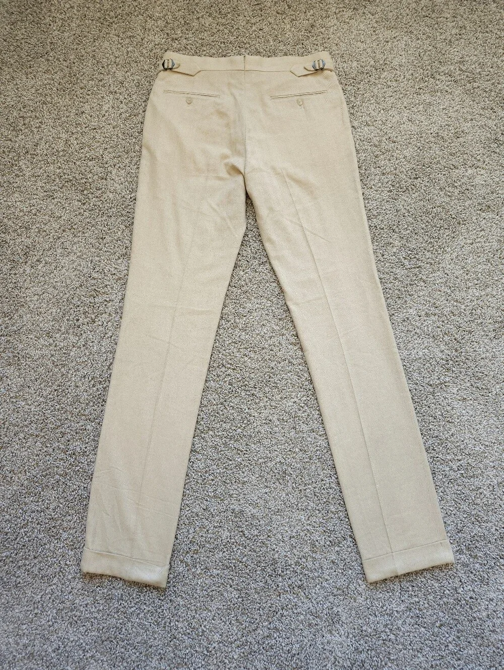 Ralph Lauren Purple Label Mens Gregory Hand Tailored Silk Wool Pants 32x35 Tan